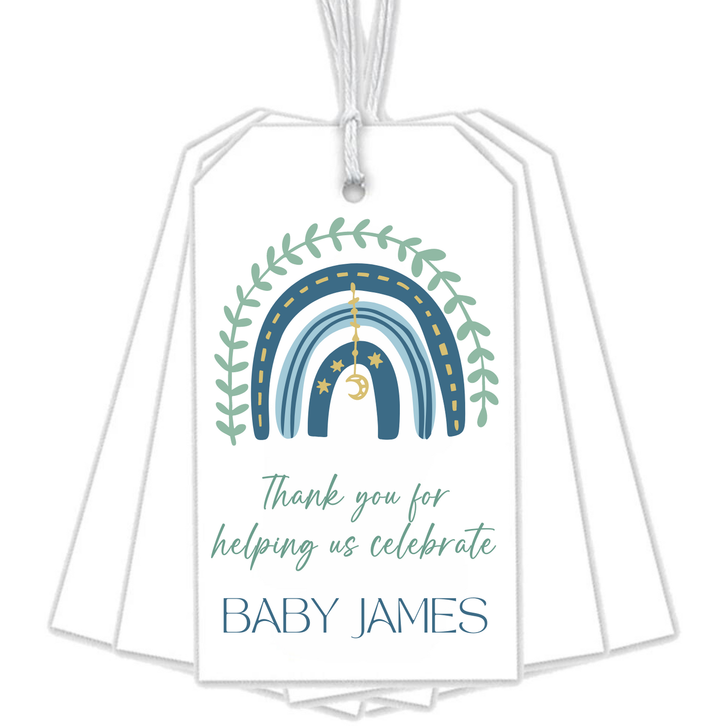 BLUE BOHO RAINBOW GIFT TAGS
