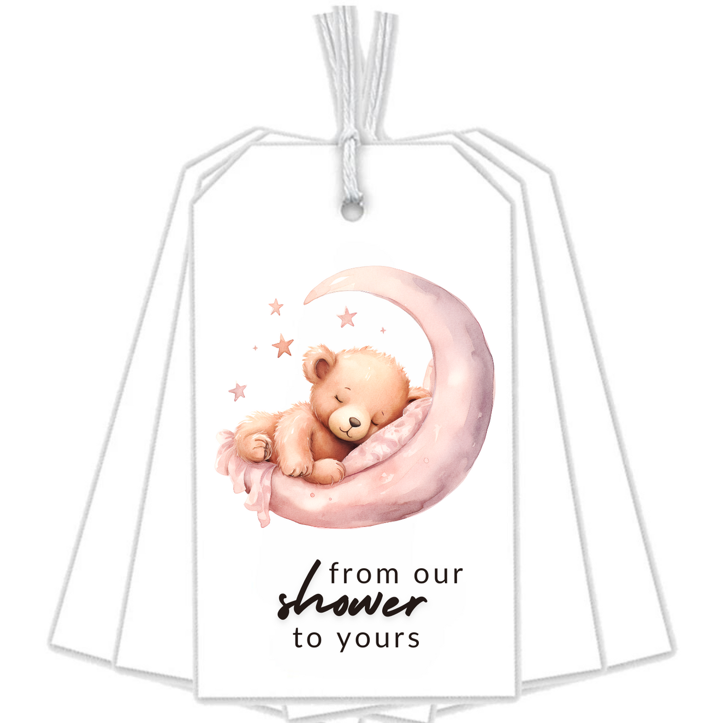 PINK MOON SLEEPY BEAR GIFT TAGS