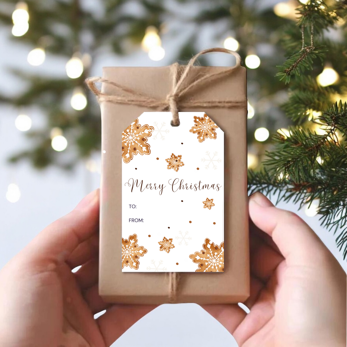 BROWN SNOWFLAKES GIFT TAGS