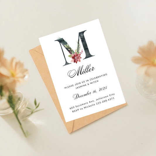 HOLIDAY POINSETTIA INVITATIONS