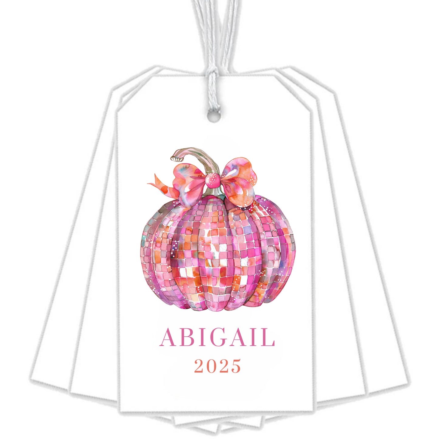 PINK DISCO PUMPKIN GIFT TAGS