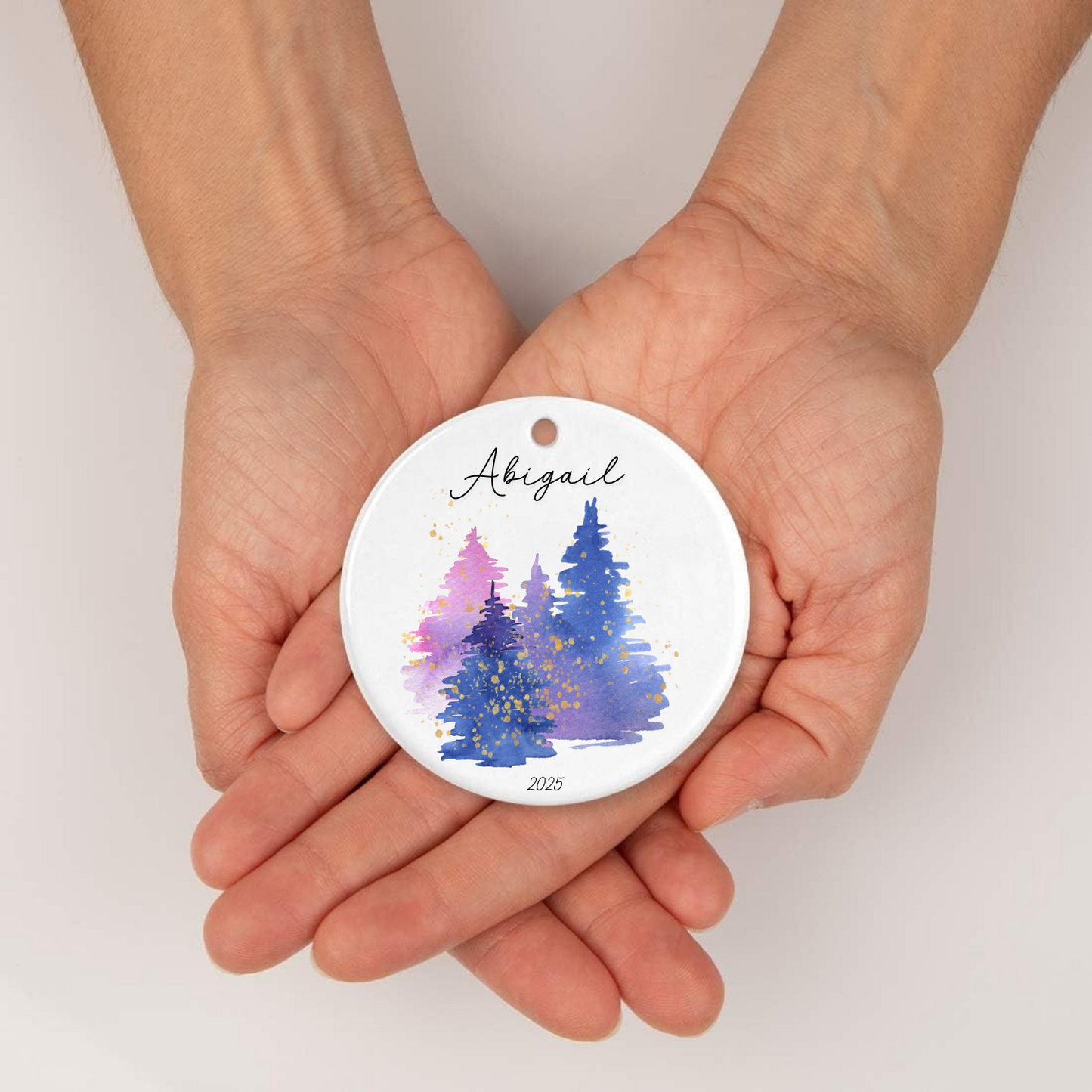WATERCOLOR TREE ORNAMENT