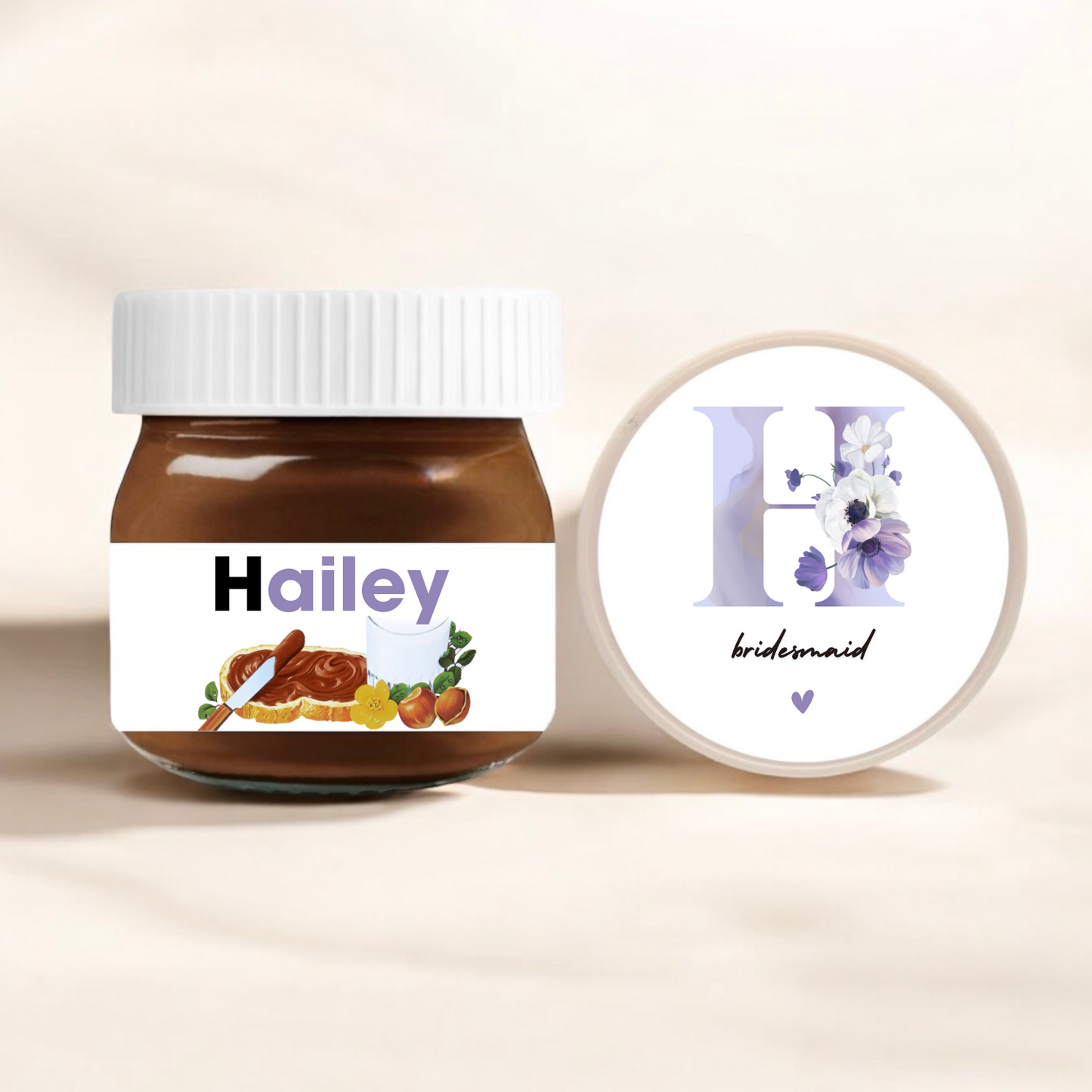 PURPLE FLORAL INITIAL MINI NUTELLA