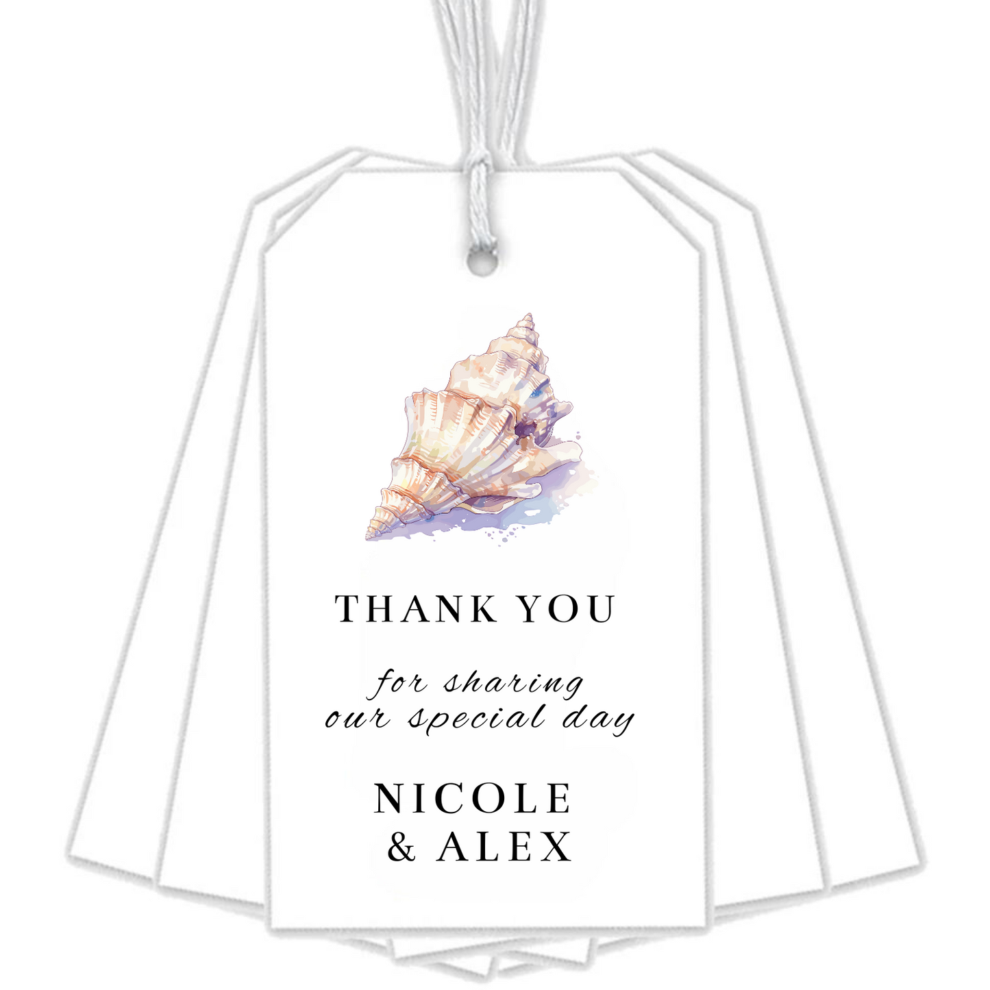 SEASHELL WEDDING GIFT TAGS