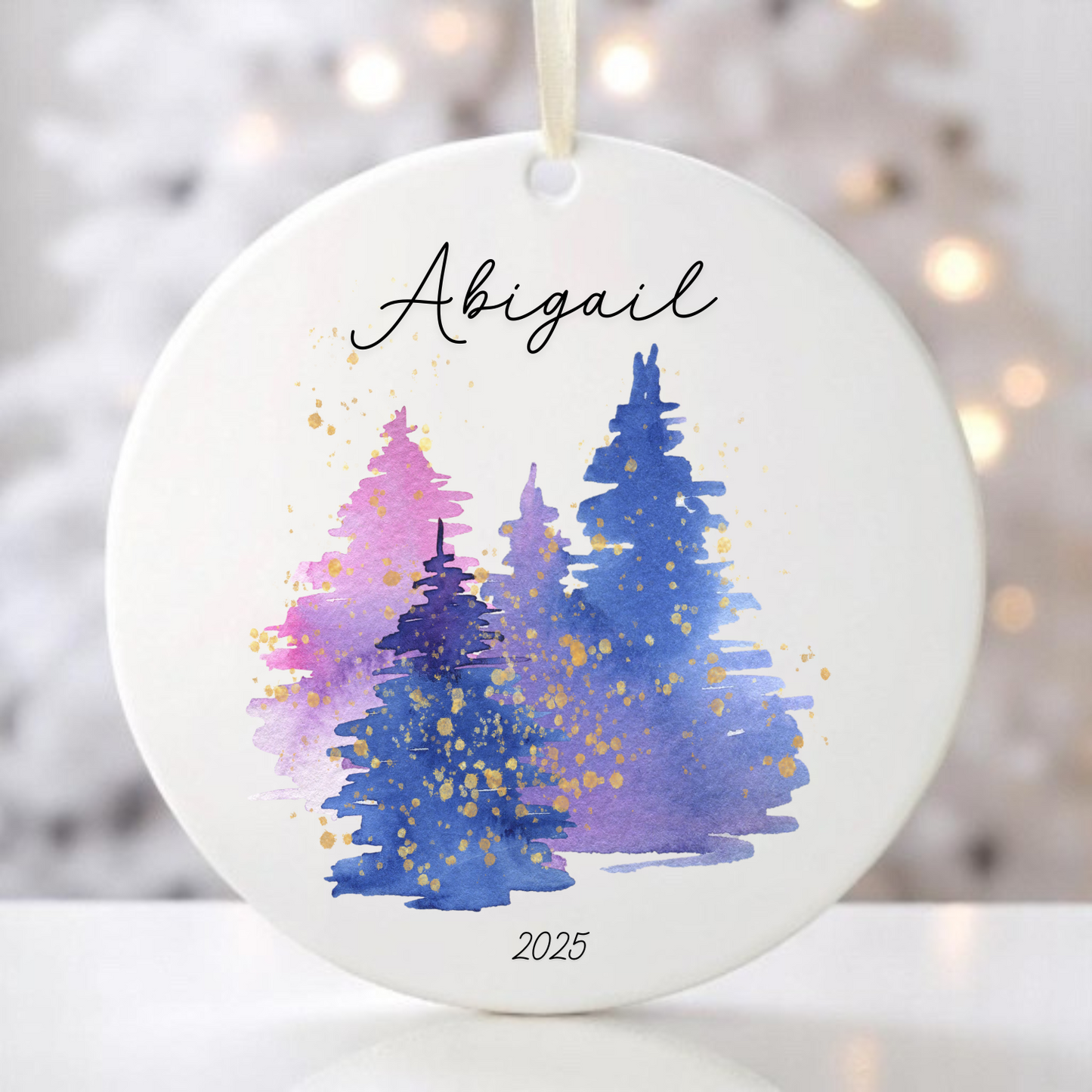 WATERCOLOR TREE ORNAMENT