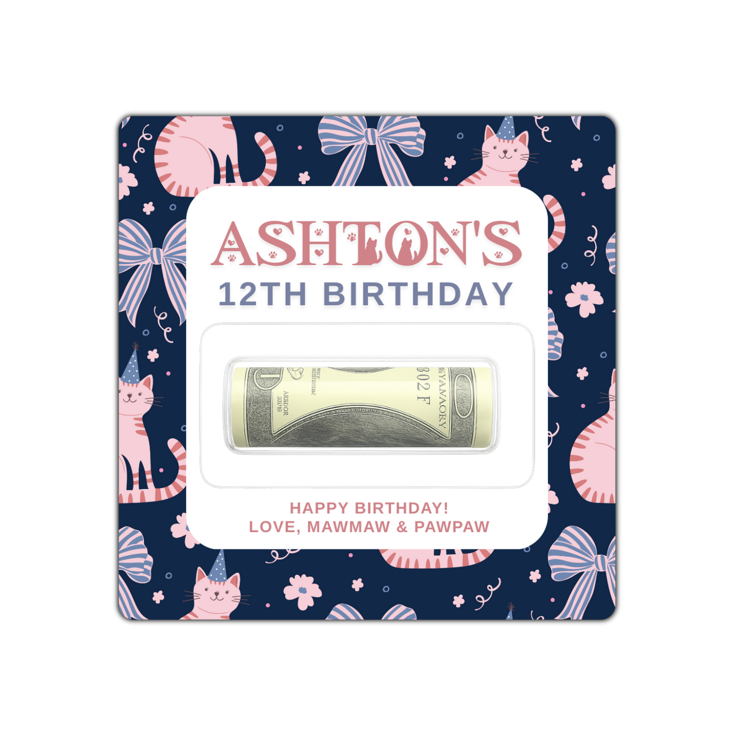 BIRTHDAY CAT MONEY CARD HOLDER