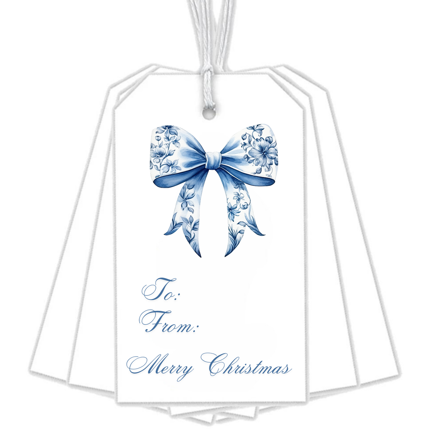 BLUE CHINOISERIE BOW GIFT TAGS