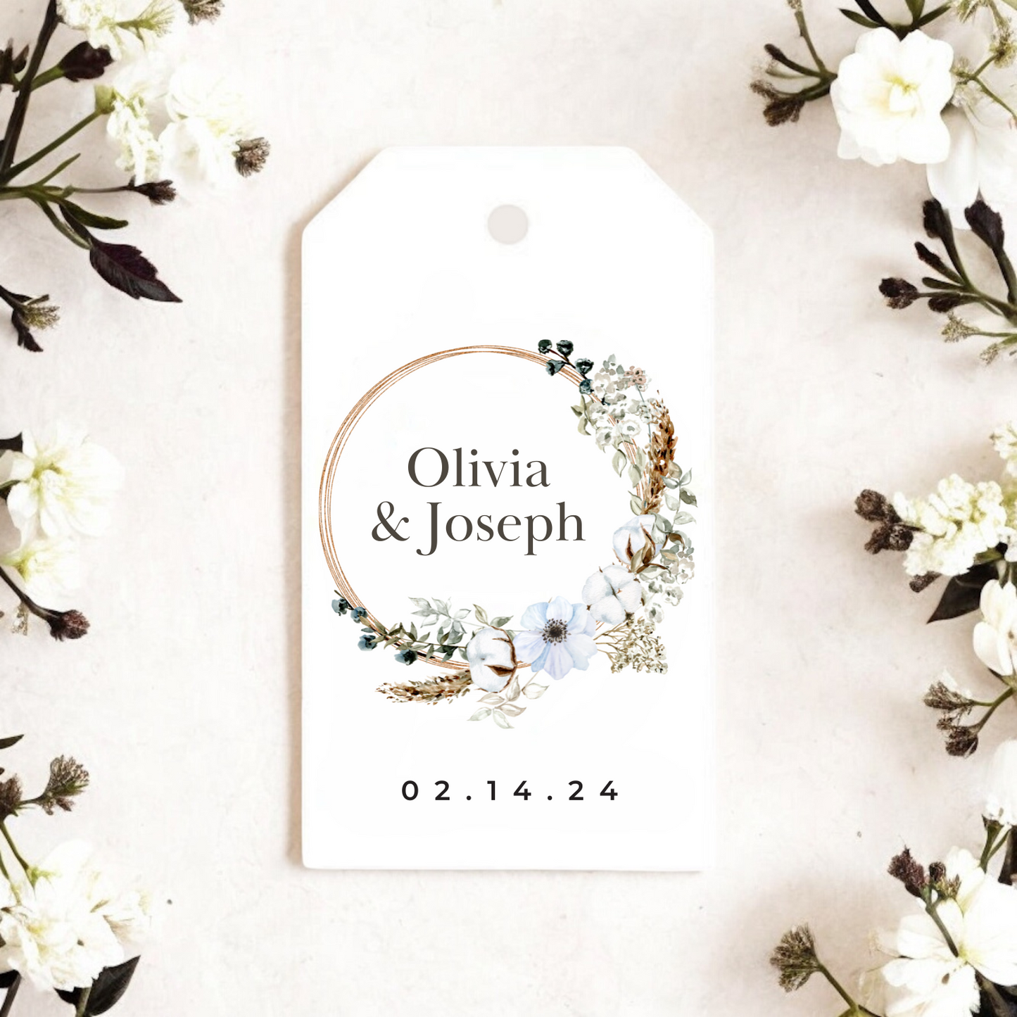 BOHO FLORAL WREATH WEDDING GIFT TAGS
