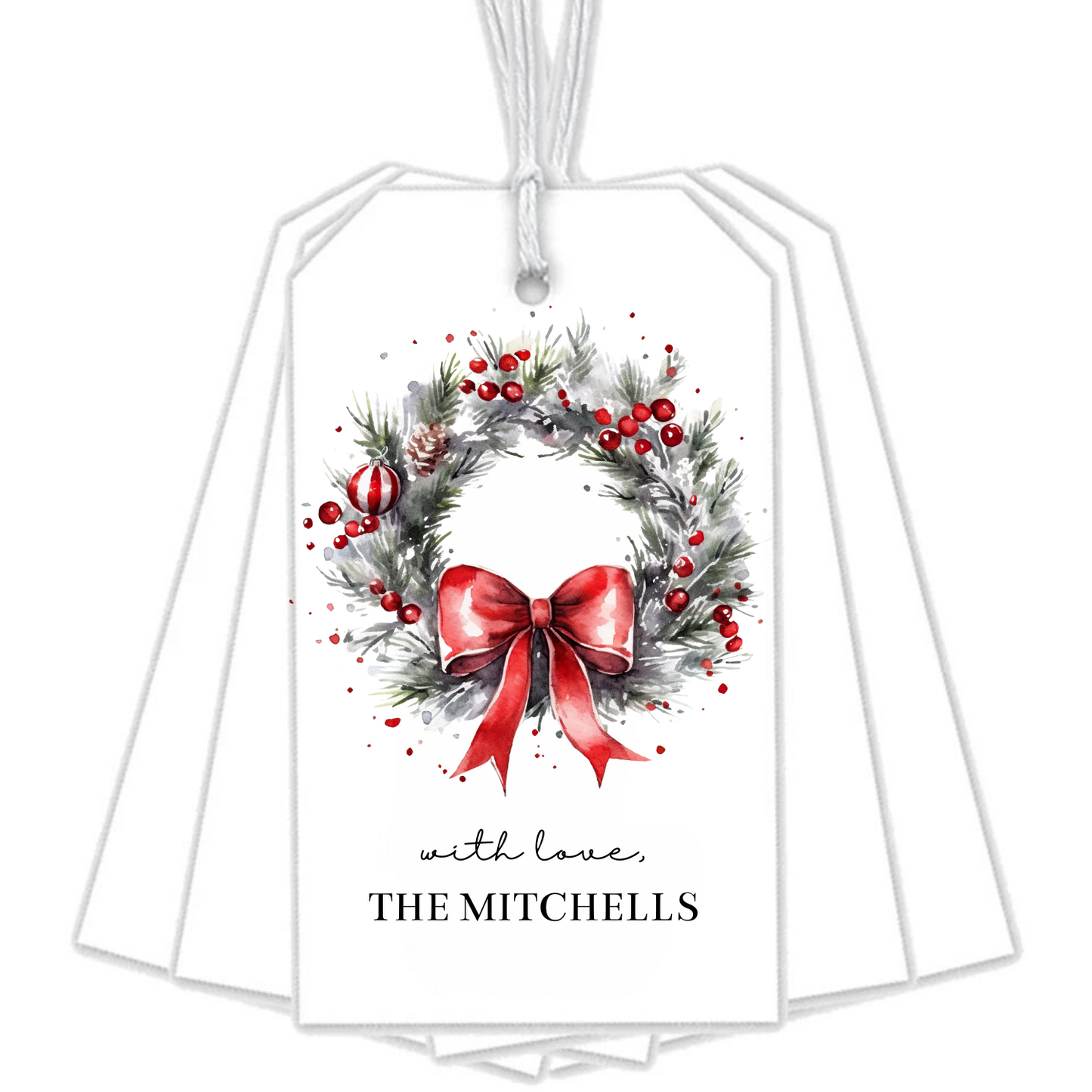 CHRISTMAS WREATH GIFT TAGS