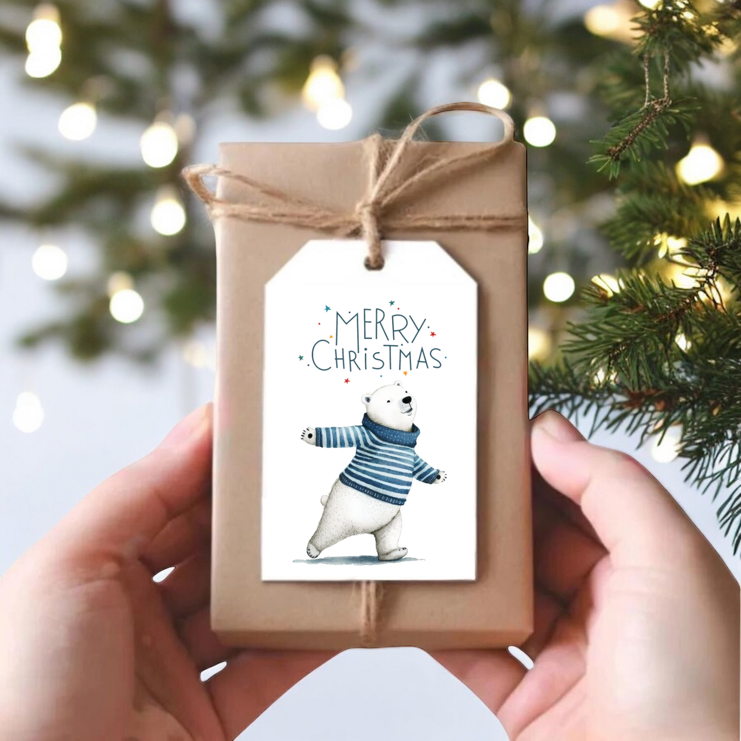 ICE SKATING POLAR BEAR GIFT TAGS