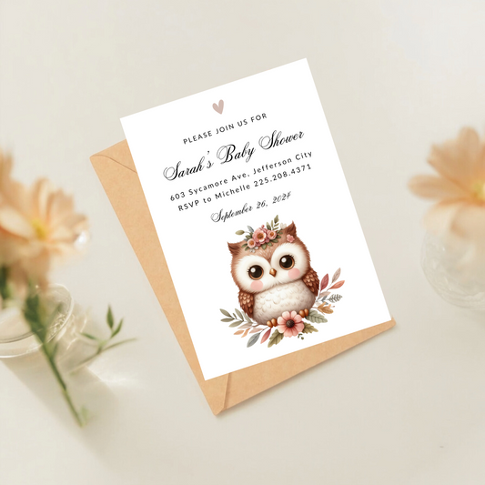 FLORAL OWL INVITATIONS
