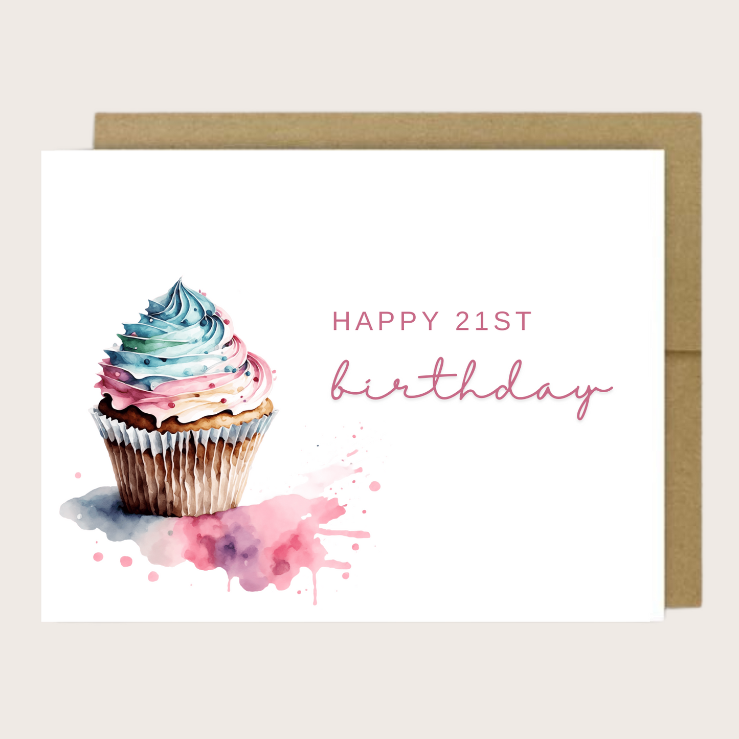 PINK CUPCAKE BIRTHDAY CARD
