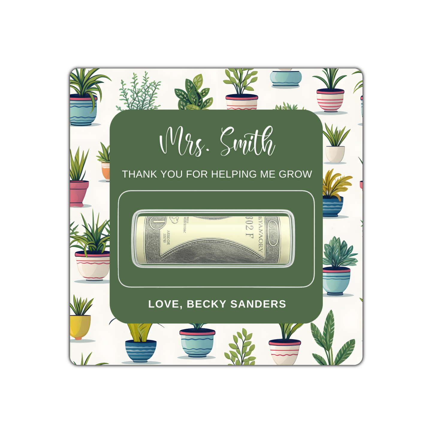 TEACHER PLANT MONEY CARD HOLDER