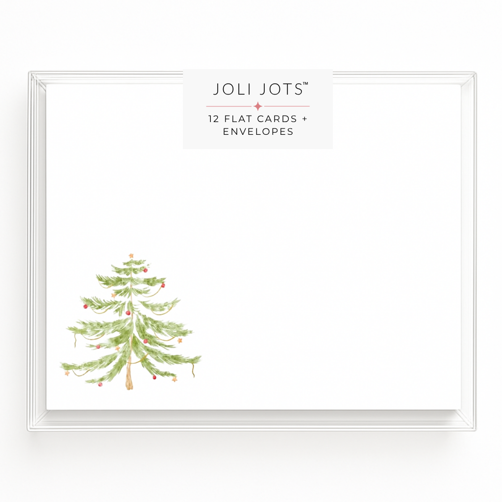 WHIMSICAL CHRISTMAS TREE NOTE CARDS