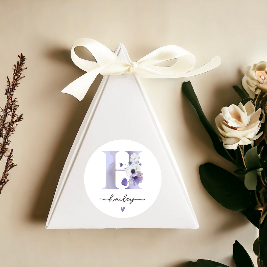 PURPLE FLORAL INITIAL LABELS