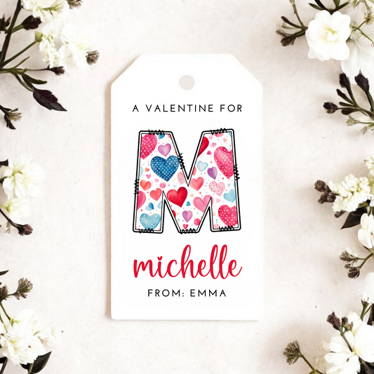 VALENTINE HEART INITIAL GIFT TAGS