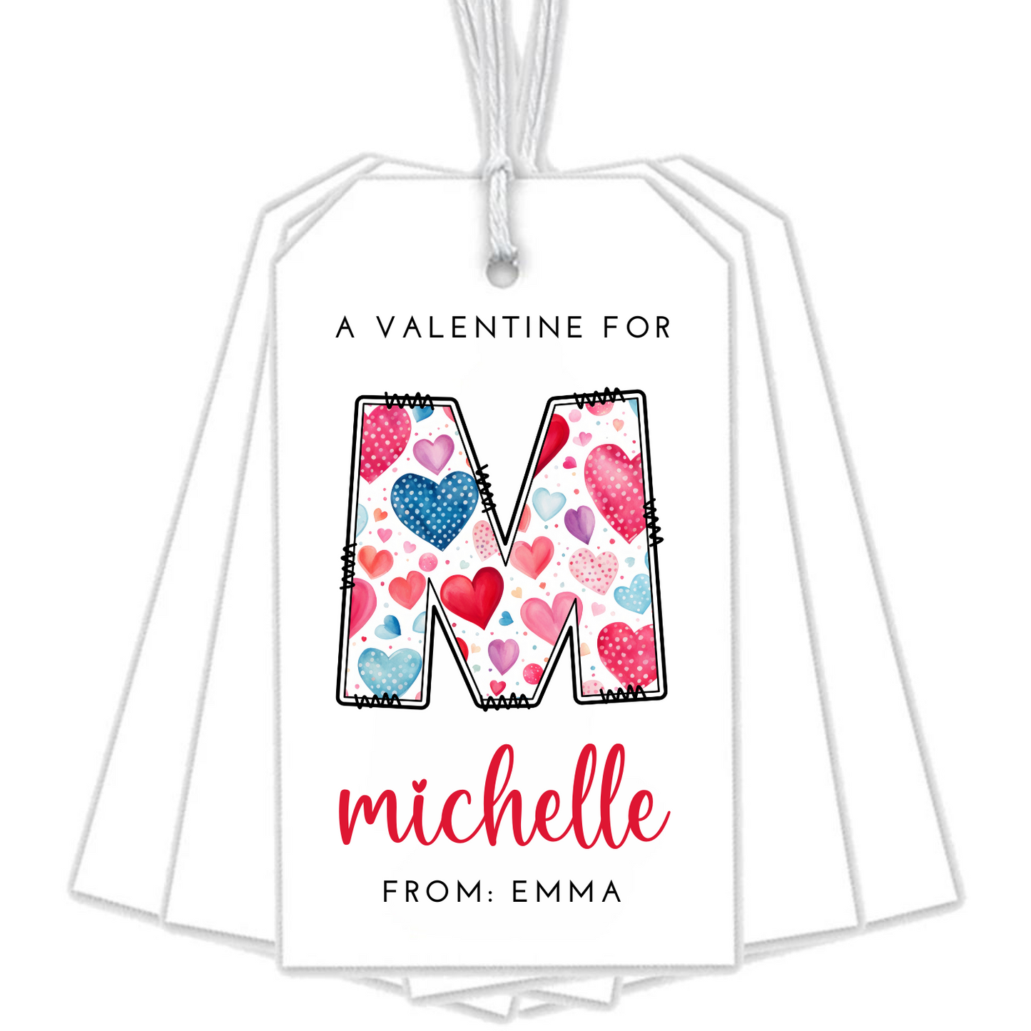 VALENTINE HEART INITIAL GIFT TAGS