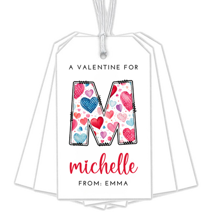 VALENTINE HEART INITIAL GIFT TAGS