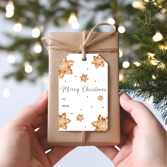 BROWN SNOWFLAKES GIFT TAGS