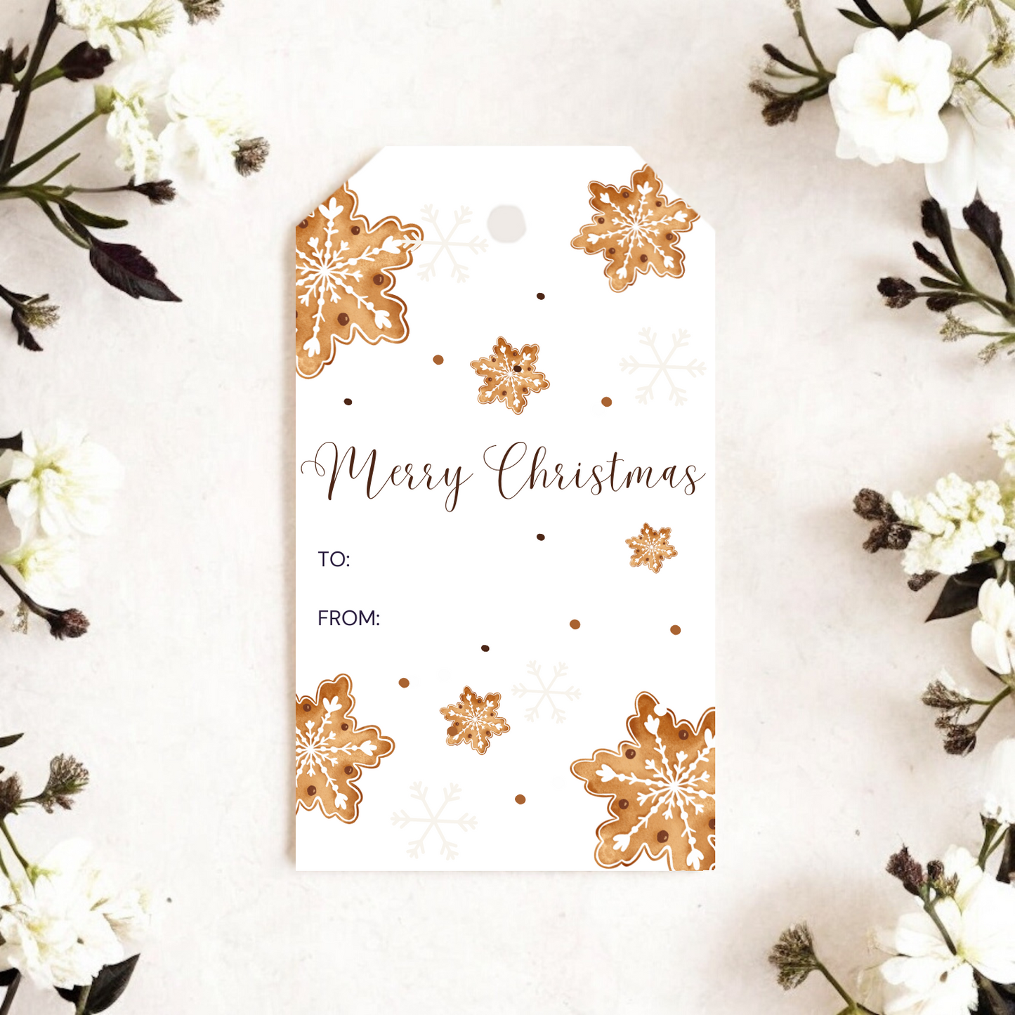 BROWN SNOWFLAKES GIFT TAGS