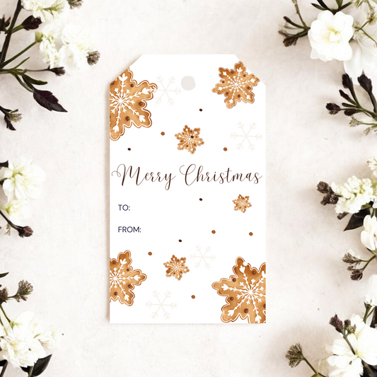 BROWN SNOWFLAKES GIFT TAGS
