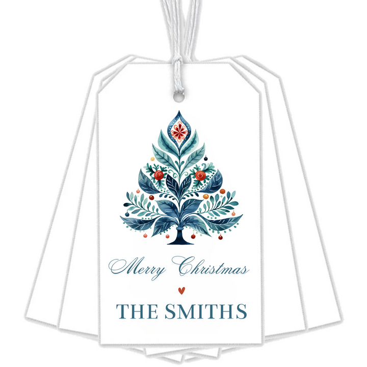 BLUE SCANDONAVIAN TREE GIFT TAGS