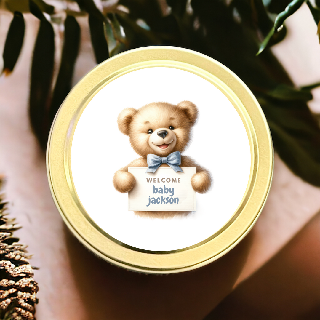 BLUE TEDDY BEAR CANDLE FAVORS