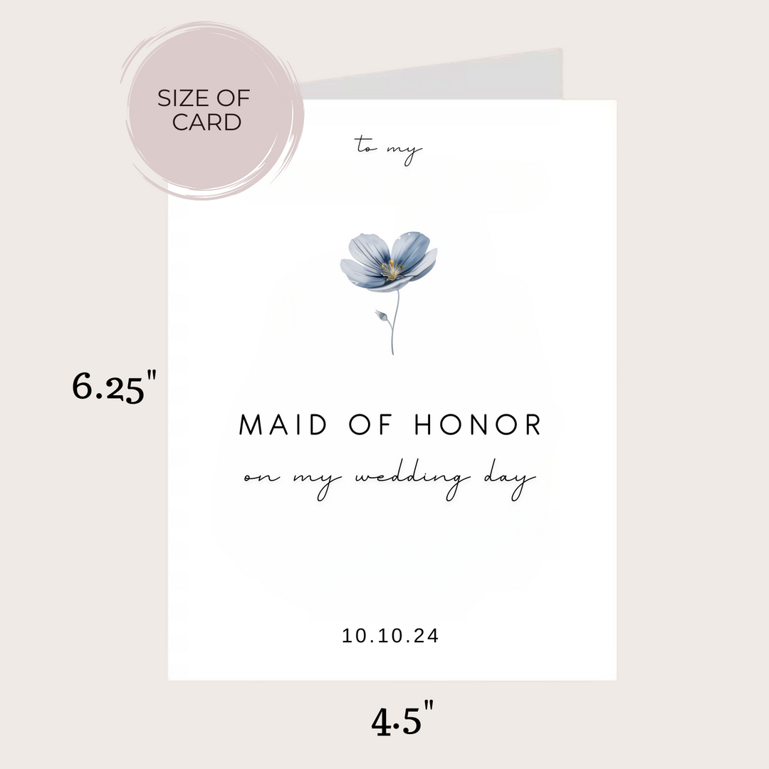 BLUE FLOWER BRIDAL PARTY CARD