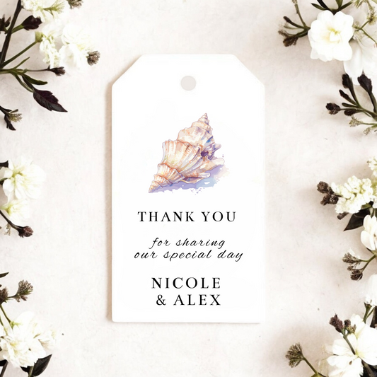 SEASHELL WEDDING GIFT TAGS