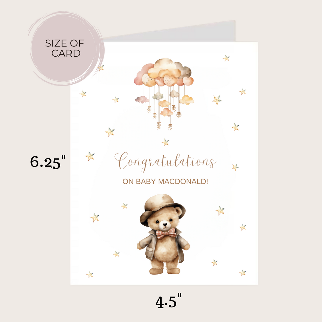 MOBILE TEDDY BEAR BABY CARD