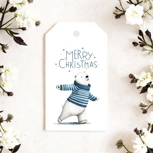 ICE SKATING POLAR BEAR GIFT TAGS