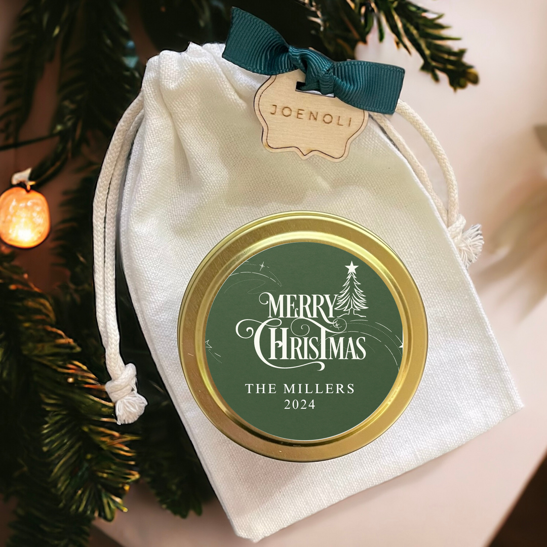 GREEN MERRY CHRISTMAS CANDLE FAVORS