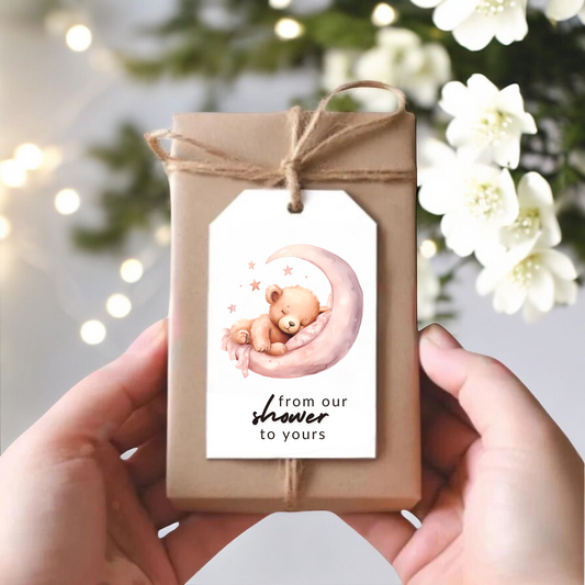 PINK MOON SLEEPY BEAR GIFT TAGS