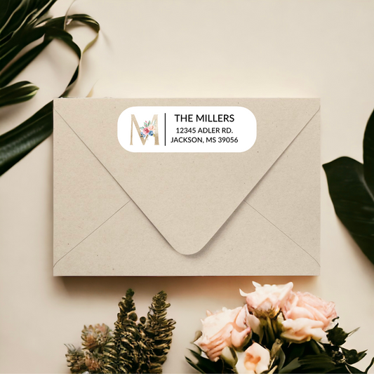 GOLD FLORAL INITIAL ADDRESS LABELS