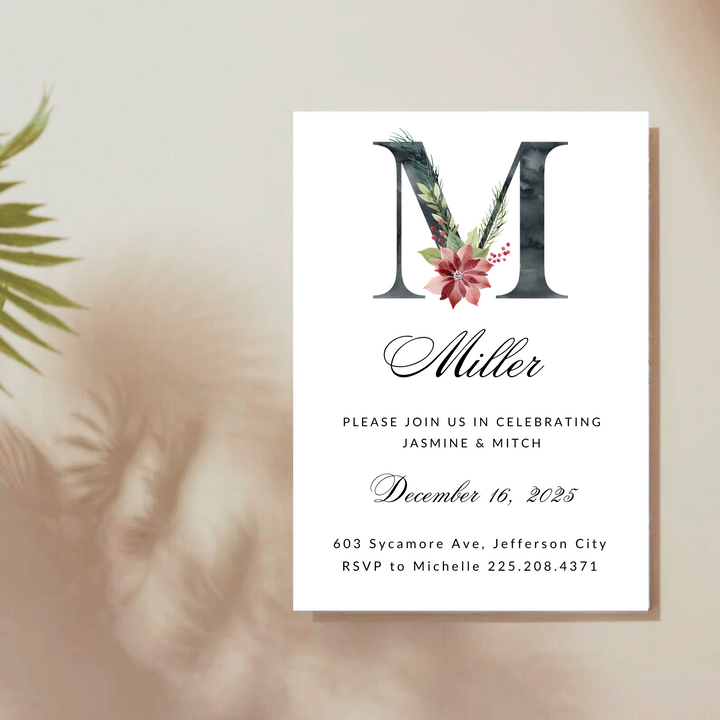 HOLIDAY POINSETTIA INVITATIONS