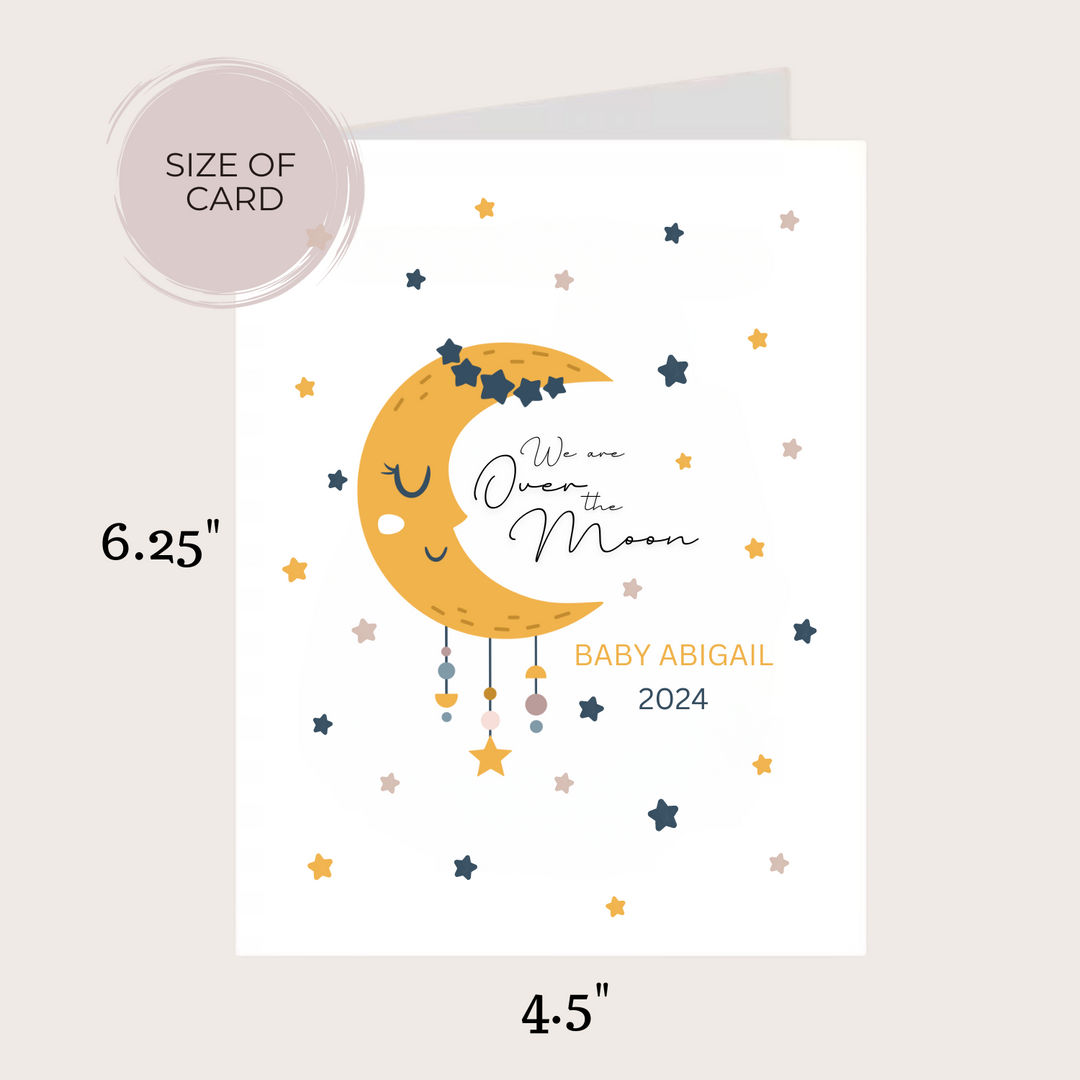 OVER THE MOON BABY CARD