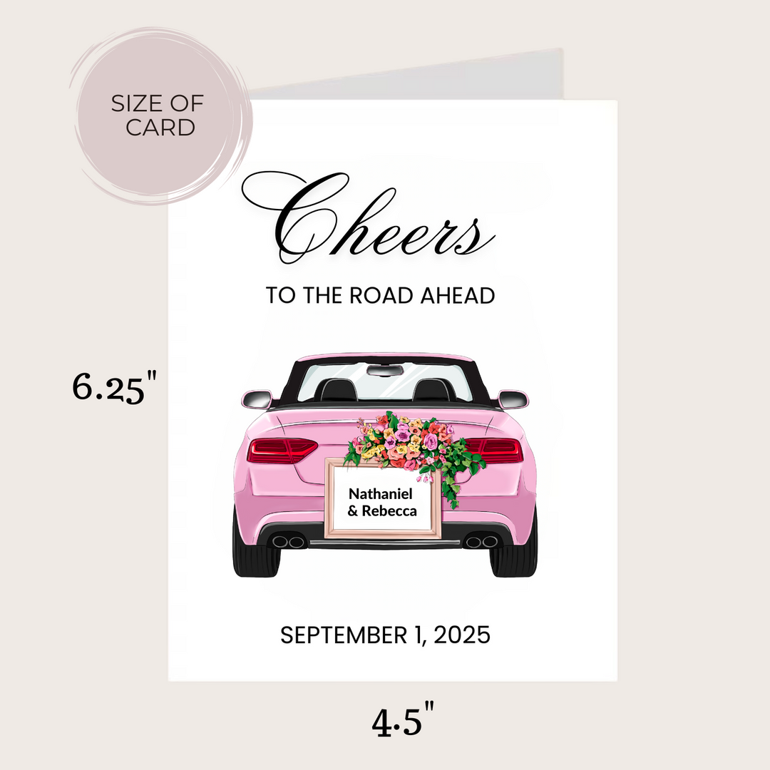 PINK CONVERTIBLE WEDDING CARD