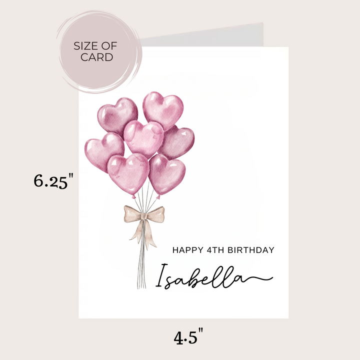 PINK HEART BALLOONS BIRTHDAY CARD