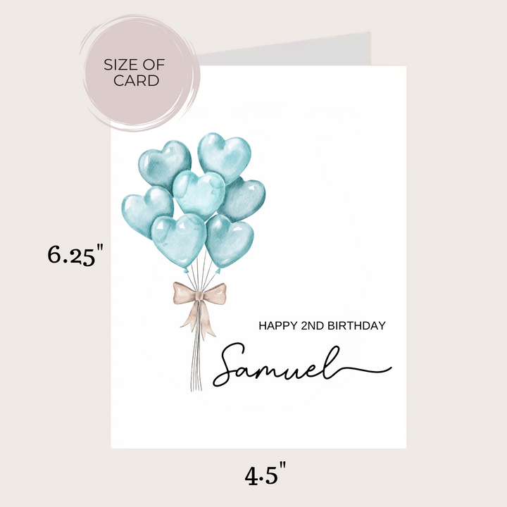 BLUE HEART BALLOONS BIRTHDAY CARD