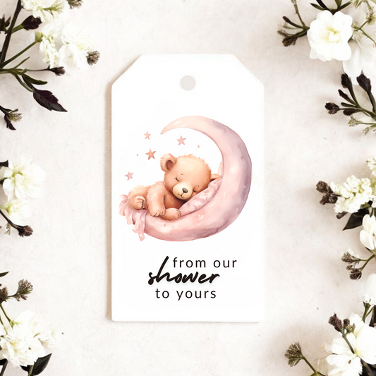PINK MOON SLEEPY BEAR GIFT TAGS