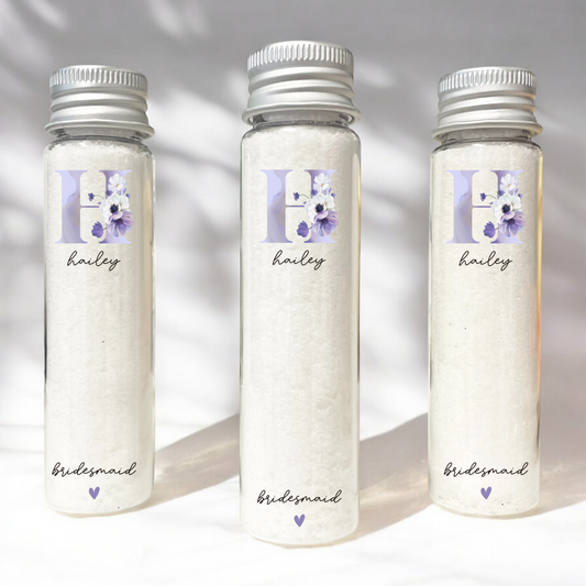 PURPLE FLORAL BRIDAL SHOWER BATH SALT FAVORS