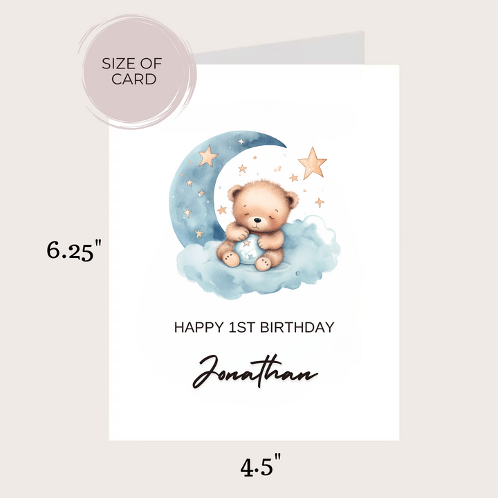 BLUE SLEEPY TEDDY BEAR CARD