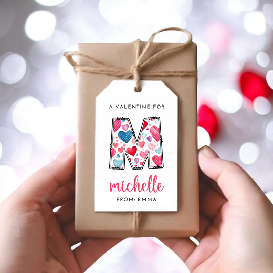VALENTINE HEART INITIAL GIFT TAGS