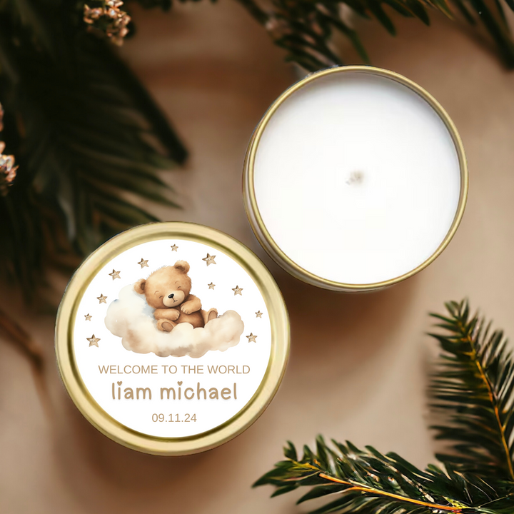 SLEEPY BROWN BEAR CANDLE FAVORS