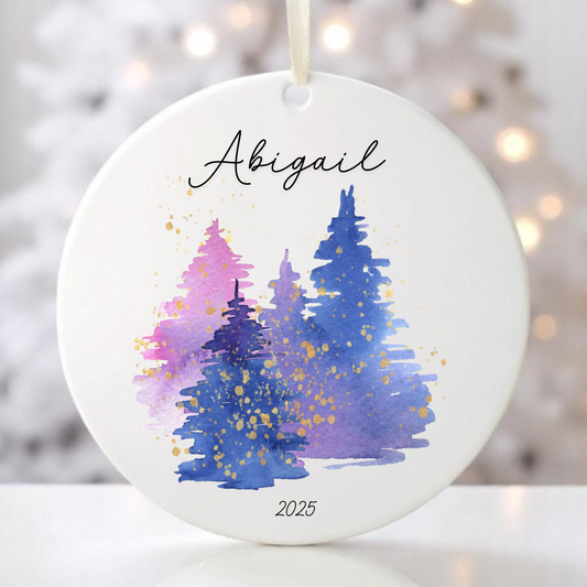 WATERCOLOR TREE ORNAMENT