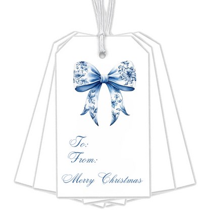 BLUE CHINOISERIE BOW GIFT TAGS