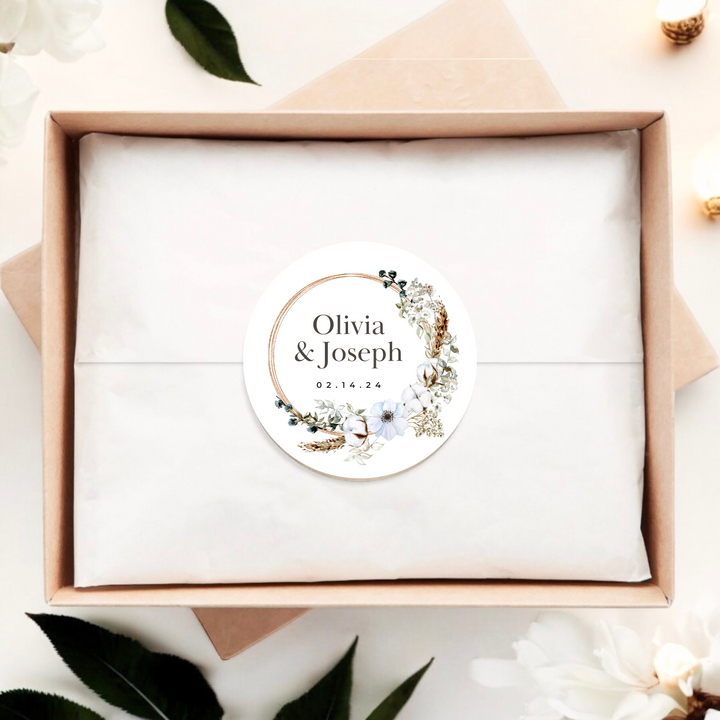 BOHO FLORAL WREATH STICKER LABELS