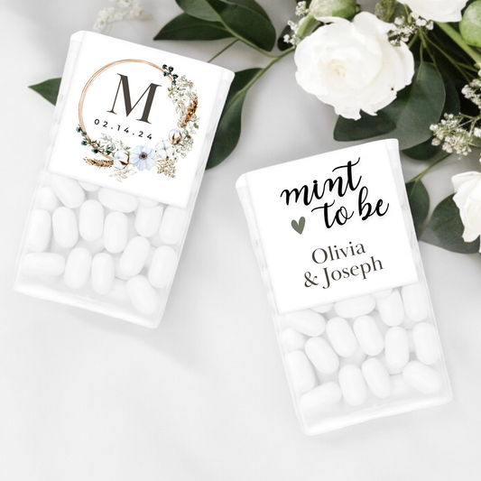 BOHO FLORAL WREATH MINT TO BE LABELS