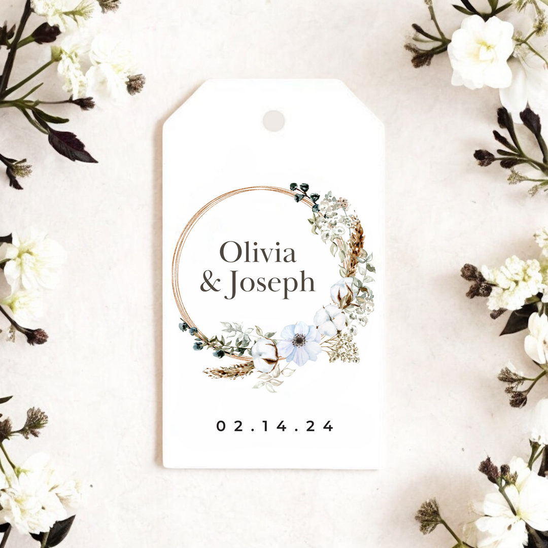 BOHO FLORAL WREATH WEDDING GIFT TAGS
