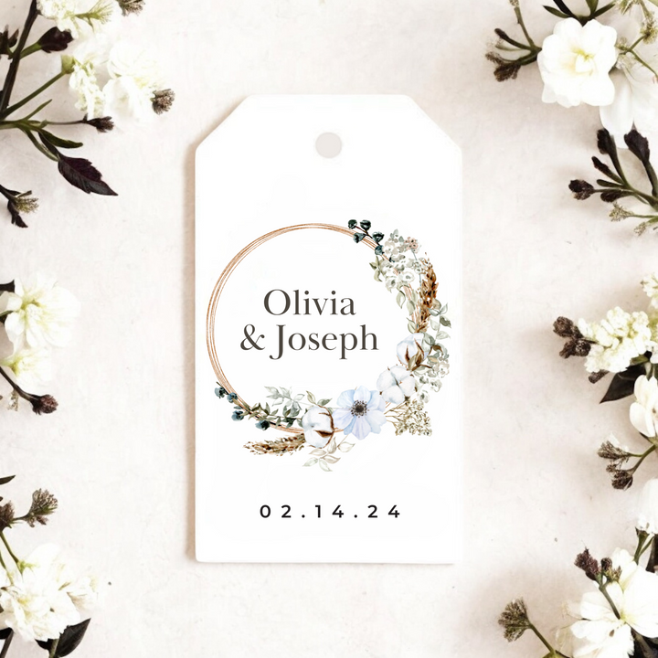 BOHO FLORAL WREATH WEDDING GIFT TAGS
